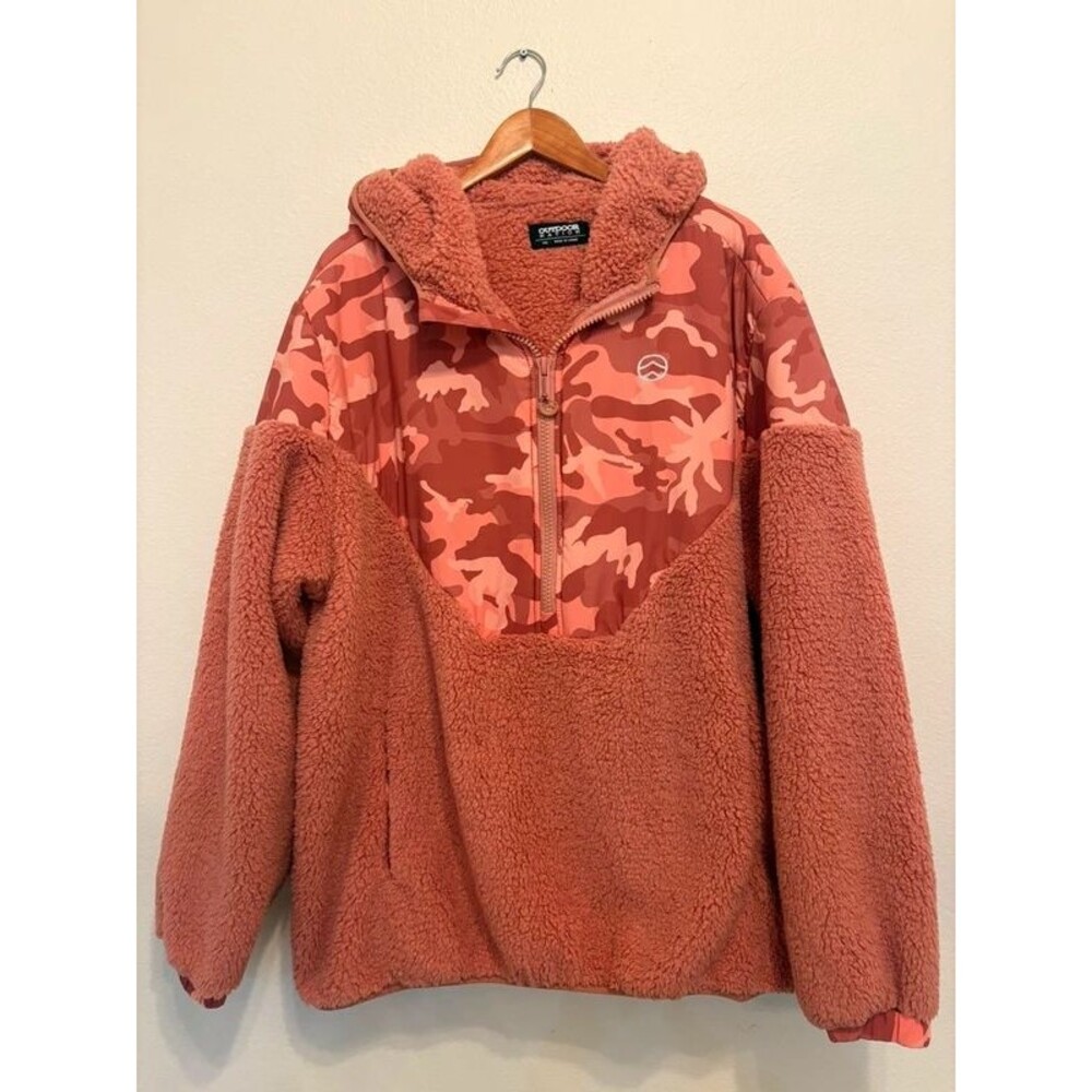 Outdoor Nation Pink Camo Sherpa Fleece Anorak Pullover Jacket Size XXL - Picture 1 of 5